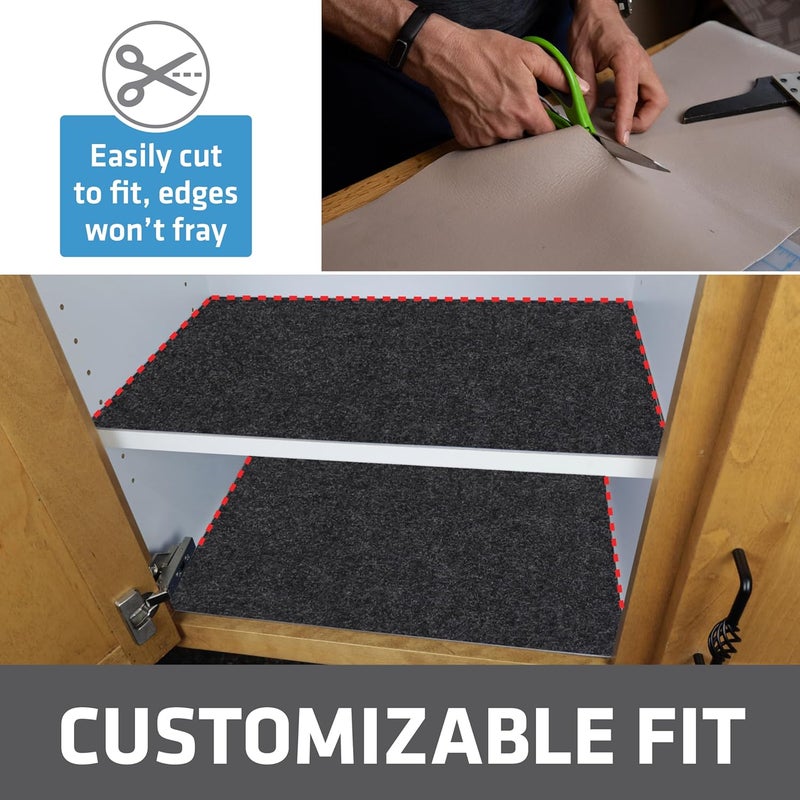 Dry Mate Premium Luxury Shelf & Drawer Liner, Thick Cushioned Fabric, Non-Adhesive, Absorbent, Waterproof, Slip-Resistant, Liners for Kitchen Cabinets, Cupboards (USA Made)(11”x50”)(2-Pack)(Charcoal) - Image 4